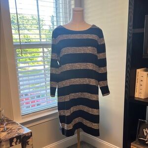 J. Crew Factory Long Sleeve Dress in Black and Gray